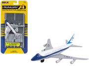 Boeing VC-25 Aircraft White and Blue "United States Air Force One" with Runway Section Diecast Model Airplane by Runway24 image 3