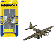 Boeing B-17 Flying Fortress Bomber Aircraft Olive Green Camouflage "United States Army Air Force" with Runway Section Diecast Model Airplane by Runway24 image 2