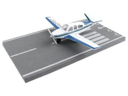 Beechcraft Bonanza Aircraft White with Blue Stripes "N42997" with Runway Section Diecast Model Airplane by Runway24 image 2
