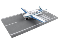 Beechcraft Bonanza Aircraft White with Blue Stripes "N42997" with Runway Section Diecast Model Airplane by Runway24 image 2