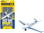 Beechcraft Bonanza Aircraft White with Blue Stripes "N42997" with Runway Section Diecast Model Airplane by Runway24 image 3