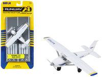 Cessna 172 Aircraft White with Blue and Yellow Stripes "N470ES" with Runway Section Diecast Model Airplane by Runway24 image 3