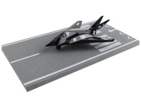 Lockheed F-117 Nighthawk Stealth Aircraft Black "United States Air Force" with Runway Section Diecast Model Airplane by Runway24 image 3