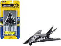 Lockheed F-117 Nighthawk Stealth Aircraft Black "United States Air Force" with Runway Section Diecast Model Airplane by Runway24 image 4
