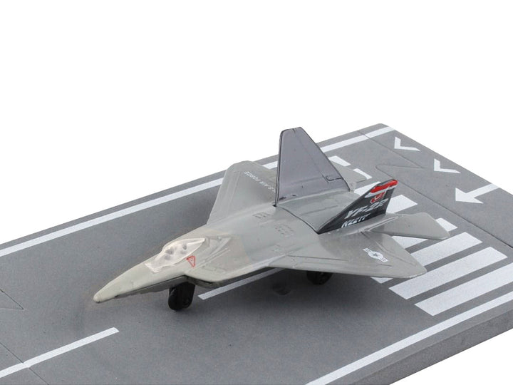 Lockheed Martin F-22 Raptor Stealth Aircraft Gray "United States Air Force YF-22" with Runway Section Diecast Model Airplane by Runway24 image 2