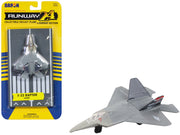 Lockheed Martin F-22 Raptor Stealth Aircraft Gray "United States Air Force YF-22" with Runway Section Diecast Model Airplane by Runway24 image 3