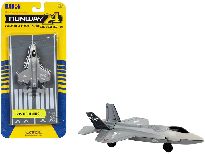 Lockheed Martin F-35 Lightning II Aircraft Gray "Joint Strike Fighter" with Runway Section Diecast Model Airplane by Runway24 image 2