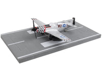 North American P-51 Mustang Fighter Aircraft Silver Metallic "United States Army Air Force" with Runway Section Diecast Model Airplane by Runway24 image 2