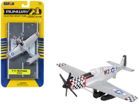 North American P-51 Mustang Fighter Aircraft Silver Metallic "United States Army Air Force" with Runway Section Diecast Model Airplane by Runway24 image 3