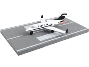Private Jet Commercial Aircraft White with Black Tail "N452IJ" with Runway Section Diecast Model Airplane by Runway24 image 2