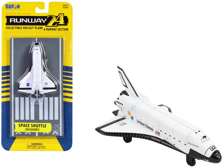 NASA "Discovery" Space Shuttle White "United States" with Runway Section Diecast Model Airplane by Runway24 image 2