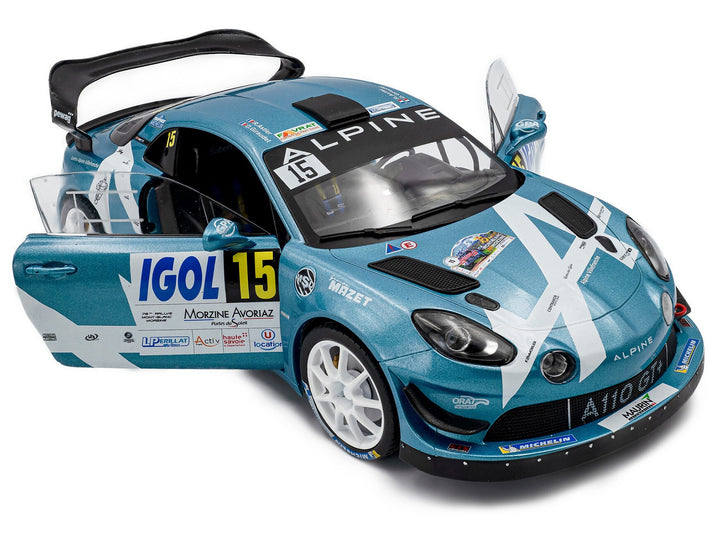 Alpine A110 Rallye GT+ #15 Raphael Astier - Denis Giraudet "Rallye Du Mont Blanc" (2024) "Competition" Series 1/18 Diecast Model Car by Solido image 2