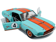 1967 Shelby GT500 #4 "Gulf Racing Tribute" Light Blue with Orange Stripes 1/18 Diecast Model Car by Solido image 2