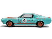 1967 Shelby GT500 #4 "Gulf Racing Tribute" Light Blue with Orange Stripes 1/18 Diecast Model Car by Solido image 3