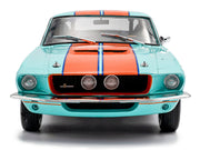 1967 Shelby GT500 #4 "Gulf Racing Tribute" Light Blue with Orange Stripes 1/18 Diecast Model Car by Solido image 5
