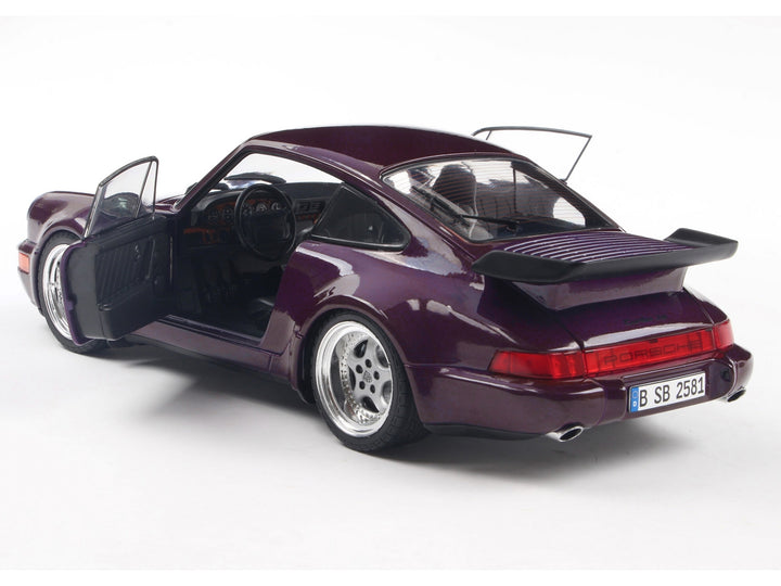 1990 Porsche 911 (964) Turbo Violet Blue Metallic 1/18 Diecast Model Car by Solido image 2