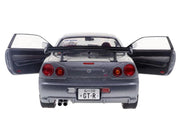 1999 Nissan Skyline GT-R (R34) RHD (Right Hand Drive) Silver Metallic with Purple Wheels 1/18 Diecast Model Car by Solido image 5