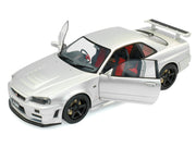1999 Nissan Skyline GT-R (R34) Z-Tune RHD (Right Hand Drive) Silver Metallic 1/18 Diecast Model Car by Solido image 2
