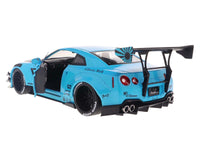 2023 Nissan GT-R (R35) Liberty Walk Body Kit 2.0 RHD (Right Hand Drive) Baby Blue with Carbon Hood 1/18 Diecast Model Car by Solido image 3
