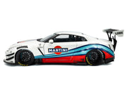 2024 Nissan GT-R (R35) RHD (Right Hand Drive) with Liberty Walk 2.0 Body Kit "Martini Racing" White with Stripes 1/18 Diecast Model Car by Solido image 3