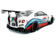 2024 Nissan GT-R (R35) RHD (Right Hand Drive) with Liberty Walk 2.0 Body Kit "Martini Racing" White with Stripes 1/18 Diecast Model Car by Solido image 4