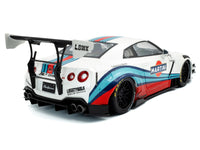 2024 Nissan GT-R (R35) RHD (Right Hand Drive) with Liberty Walk 2.0 Body Kit "Martini Racing" White with Stripes 1/18 Diecast Model Car by Solido image 4