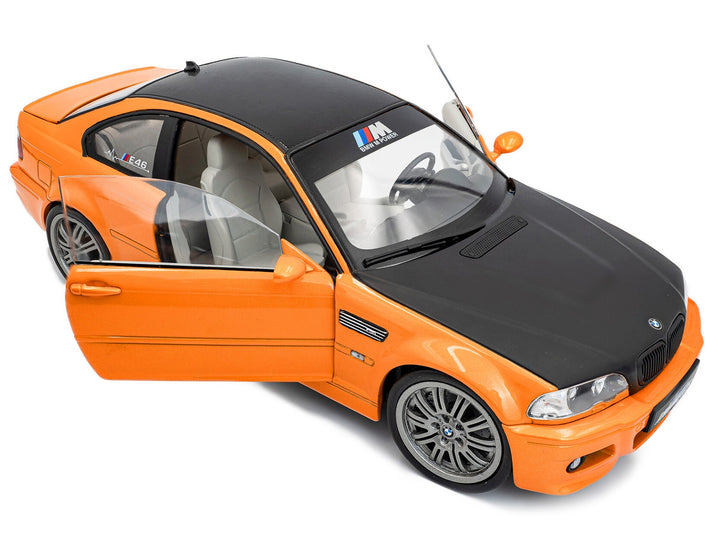 2000 BMW E46 M3 "Solido Works" Orange Metallic with Matt Black Hood and Carbon Top 1/18 Diecast Model Car by Solido image 2