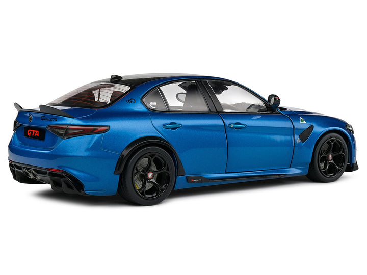 2022 Alfa Romeo Giulia GTA Anodized Blue Metallic with Carbon Top 1/18 Diecast Model Car by Solido image 2
