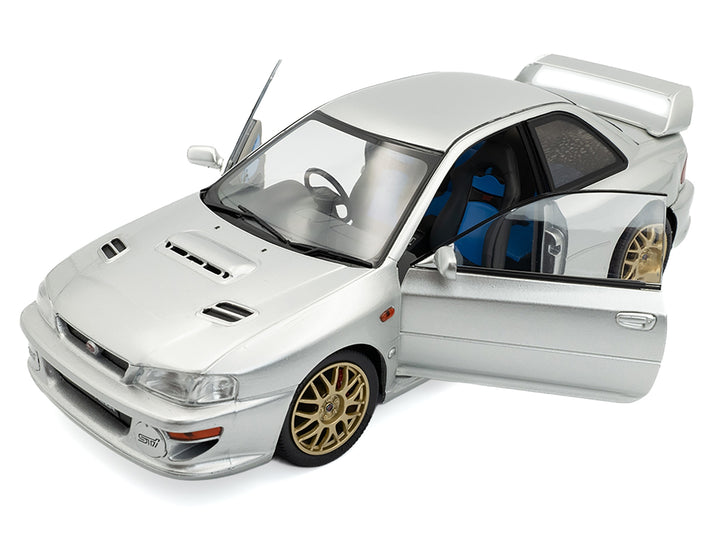 1998 Subaru Impreza 22B RHD (Right Hand Drive) Silver Metallic with Gold Wheels 1/18 Diecast Model Car by Solido image 2