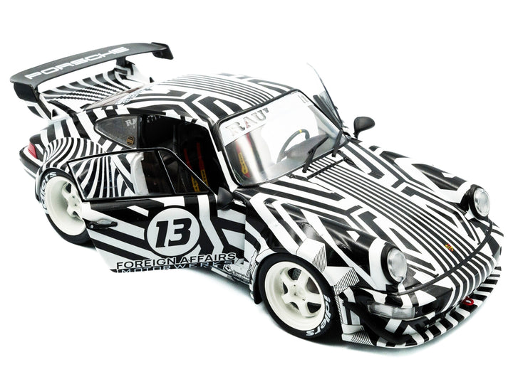 2022 RWB Bodykit #13 "The Zebra" Black and White Striped 1/18 Diecast Model Car by Solido image 2