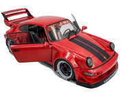 2024 RWB Bodykit "Taikano Kaishin" Red with Black Stripes 1/18 Diecast Model Car by Solido image 2
