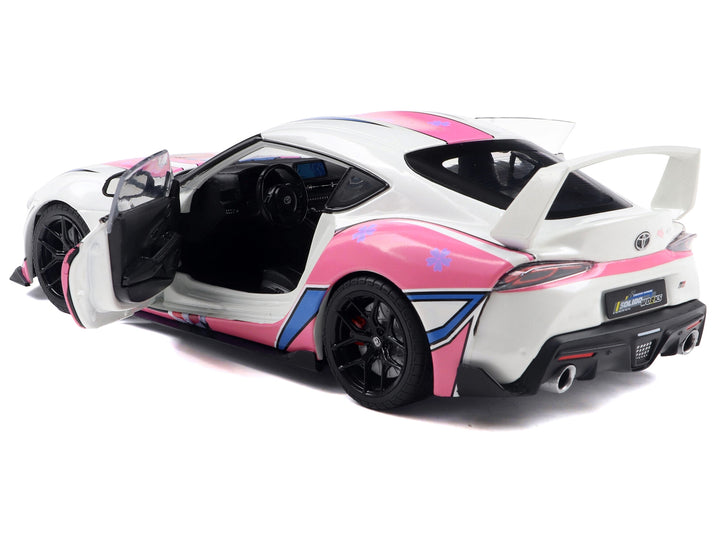 2024 Toyota GR Supra "Itasha" White with Graphics "StreetFighters" 1/18 Diecast Model Car by Solido image 2
