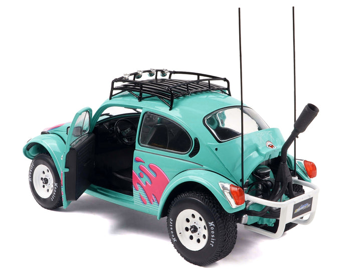 1976 Volkswagen Beetle Baja Miami Green with Pink Graphics 1/18 Diecast Model Car by Solido image 2