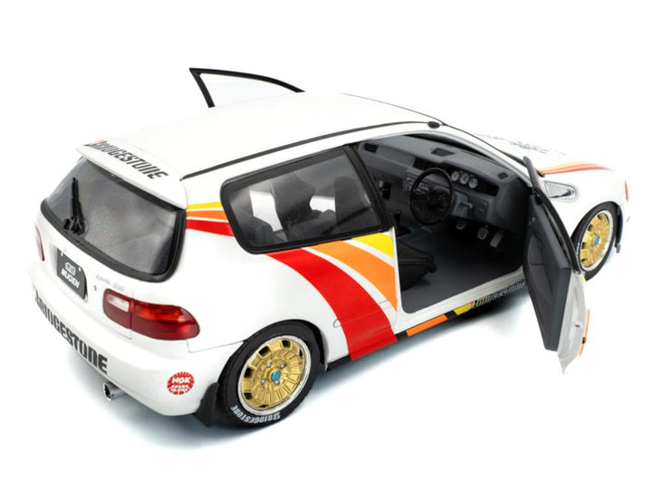 1991 Honda Civic (EG6) RHD (Right Hand Drive) "Mugen Racing" White with Stripes 1/18 Diecast Model Car by Solido image 2