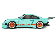 2025 Porsche 911 KS-R by Khyzyl Saleem "Blue Racer" Light Blue with Orange Stripes 1/18 Diecast Model Car by Solido image 3