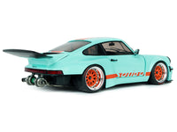 2025 Porsche 911 KS-R by Khyzyl Saleem "Blue Racer" Light Blue with Orange Stripes 1/18 Diecast Model Car by Solido image 5
