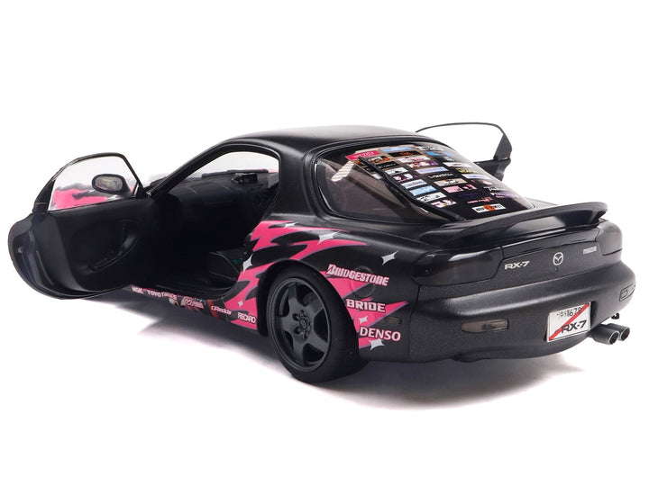 1994 Mazda RX7 (FDRS) RHD (Right Hand Drive) "Itasha Club" Black Metallic with Pink Graphics 1/18 Diecast Model Car by Solido image 2