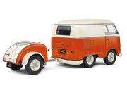 1950 Volkswagen Kool Kombi Van with Trailer Orange and White 1/18 Diecast Model Car by Solido image 2