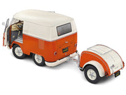 1950 Volkswagen Kool Kombi Van with Trailer Orange and White 1/18 Diecast Model Car by Solido image 3