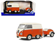1950 Volkswagen Kool Kombi Van with Trailer Orange and White 1/18 Diecast Model Car by Solido image 4