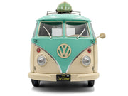 2024 Volkswagen Cool Combi Van with Trailer "Long Beach Surfing Club" Mint Green and Cream with Roof Rack and Surfboard 1/18 Diecast Model Car by Solido image 5