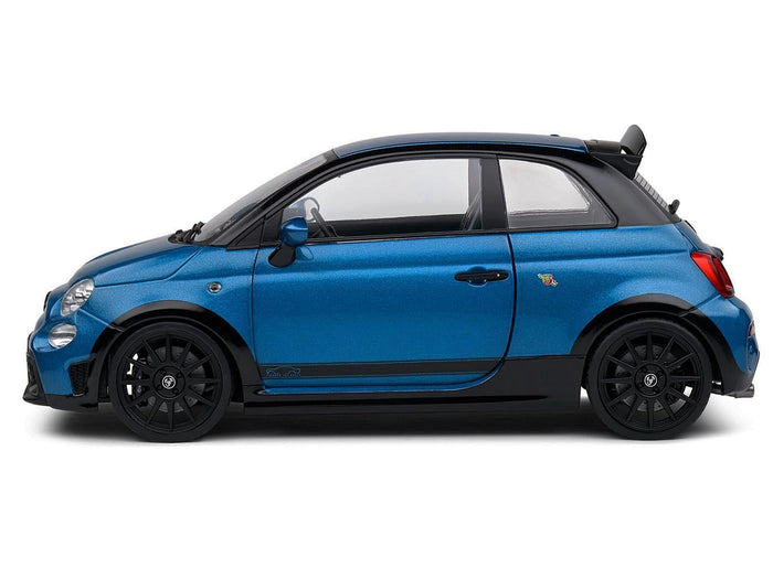 2022 Fiat 695 Abarth "Tributo 131 Rally" Podium Blue Metallic with Black Side Stripes 1/18 Diecast Model Car by Solido