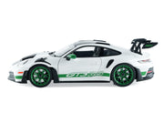 2024 Porsche 911 GT3 RS "Tribute to Carrera RS Package" White with Carbon Hood Stripes and Top and Green Side Stripes and Wheels 1/18 Diecast Model Car by Solido image 3