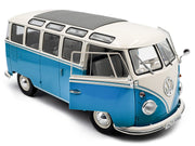 1962 Volkswagen T1 Samba Bus Baby Blue and White 1/18 Diecast Model Car by Solido image 2
