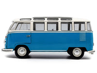 1962 Volkswagen T1 Samba Bus Baby Blue and White 1/18 Diecast Model Car by Solido image 3