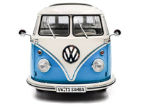 1962 Volkswagen T1 Samba Bus Baby Blue and White 1/18 Diecast Model Car by Solido image 5