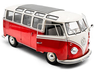 1962 Volkswagen T1 Samba Bus Red and White 1/18 Diecast Model Car by Solido image 2