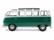 1962 Volkswagen T1 Samba Bus Green and White 1/18 Diecast Model Car by Solido image 3