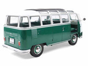 1962 Volkswagen T1 Samba Bus Green and White 1/18 Diecast Model Car by Solido image 4