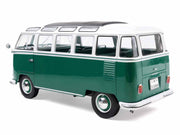 1962 Volkswagen T1 Samba Bus Green and White 1/18 Diecast Model Car by Solido image 5